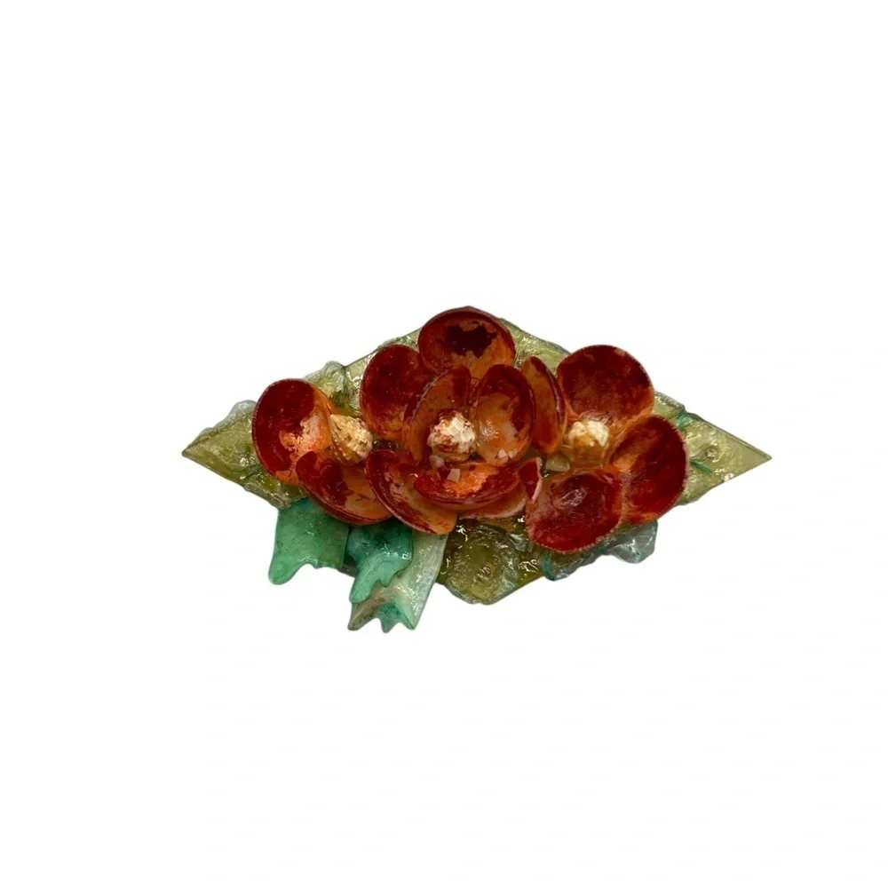 Sculptural Resin Flower Brooch | Floral Art Jewelry Statement Pin